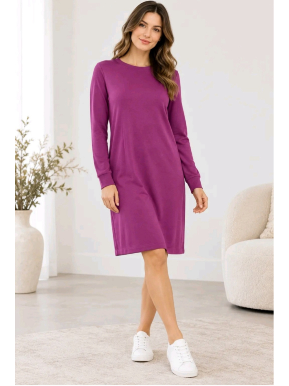 Women's Dear Scarlett Long Sleeve Dress Size Medium Purple